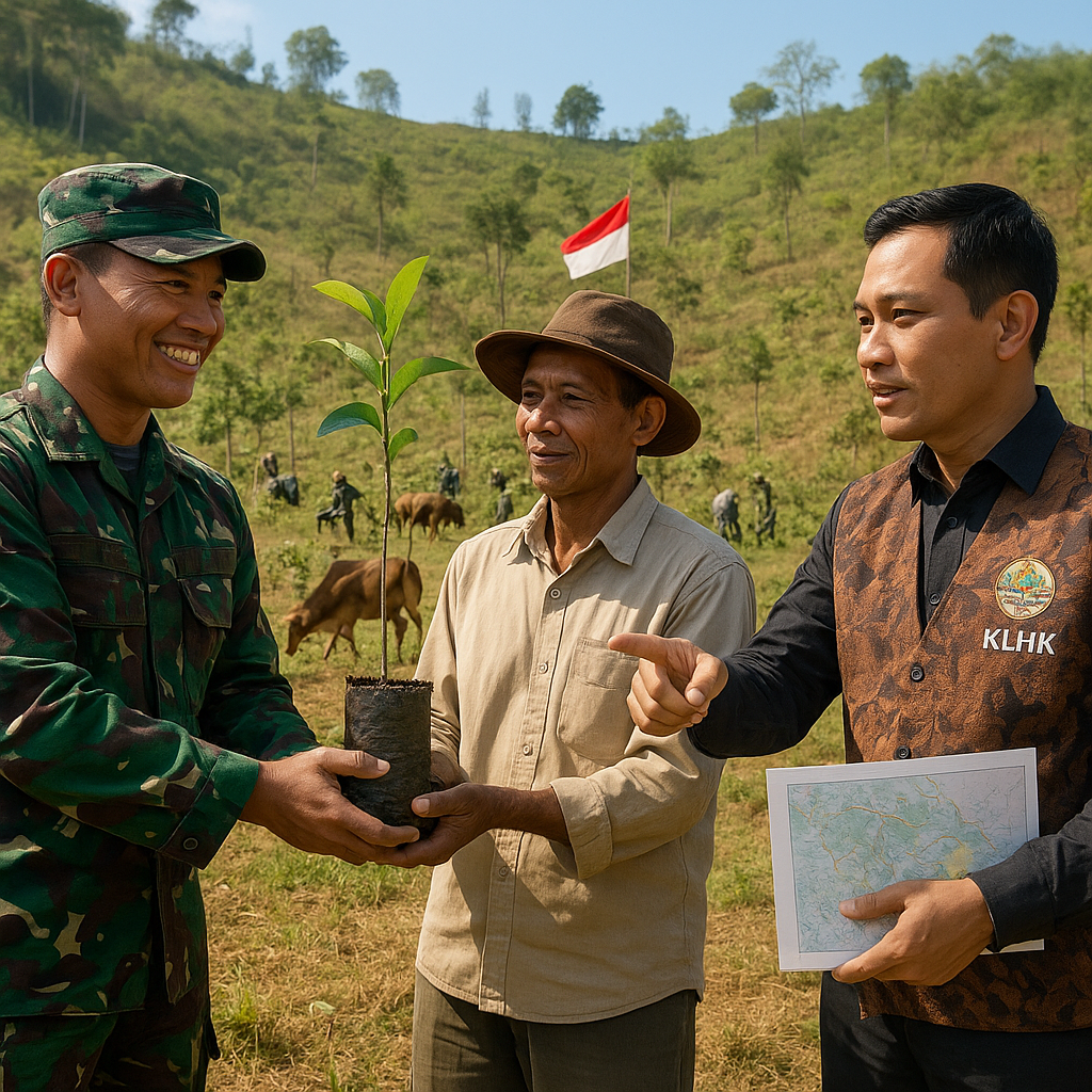 TNI AD dan KLHK Kolaborasi dalam Program 'Hutan untuk Rakyat': Rehabilitasi Lahan dengan Teknik Silvopasture