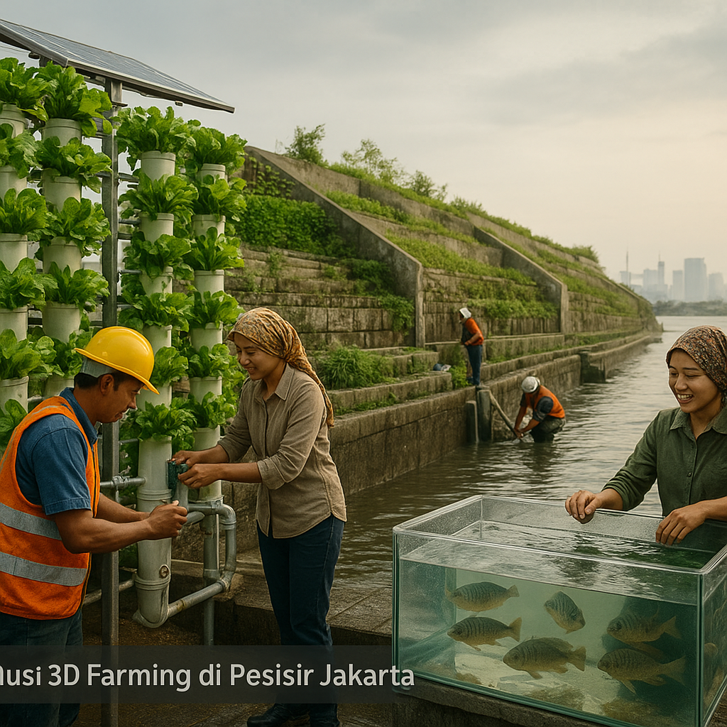 Solusi 3D Farming di Pesisir Jakarta: Meningkatkan Ketahanan Pangan dan Meredam Banjir Rob