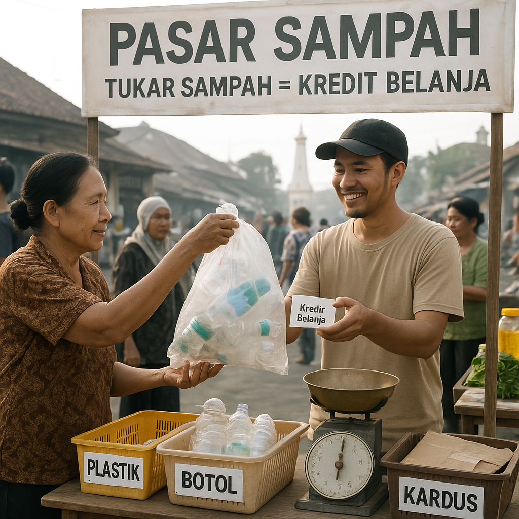 Inisiatif 'Pasar Sampah' di Yogyakarta: Mengubah Sampah Plastik menjadi Kredit untuk Belanja Pangan