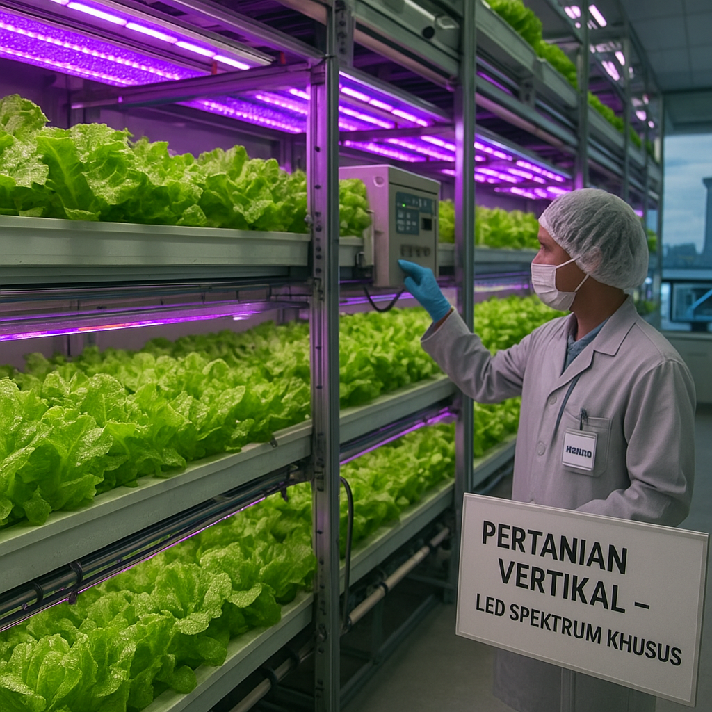Vertical Indoor Farming dengan LED Spektrum Khusus Meningkatkan Produksi Selada di Singapura