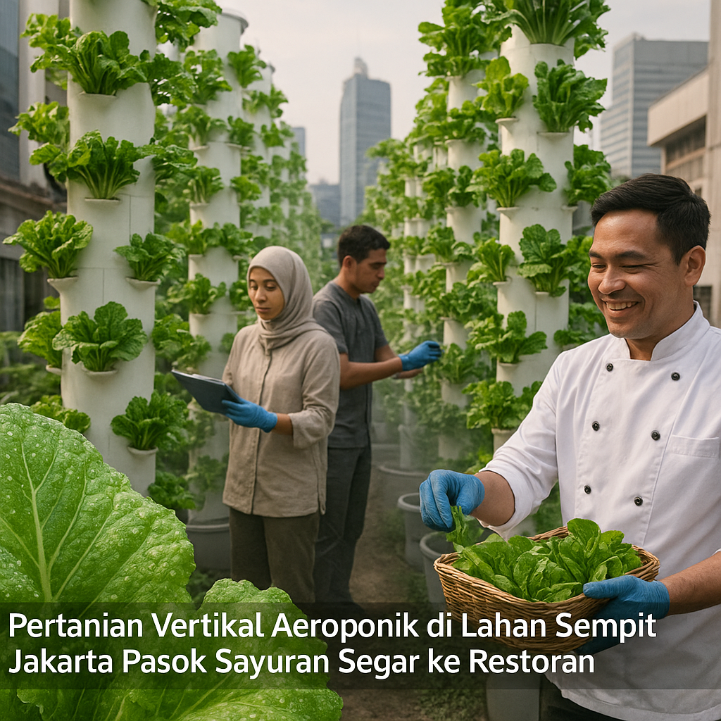Pertanian Vertikal Aeroponik di Lahan Sempit Jakarta Pasok Sayuran Segar ke Restoran