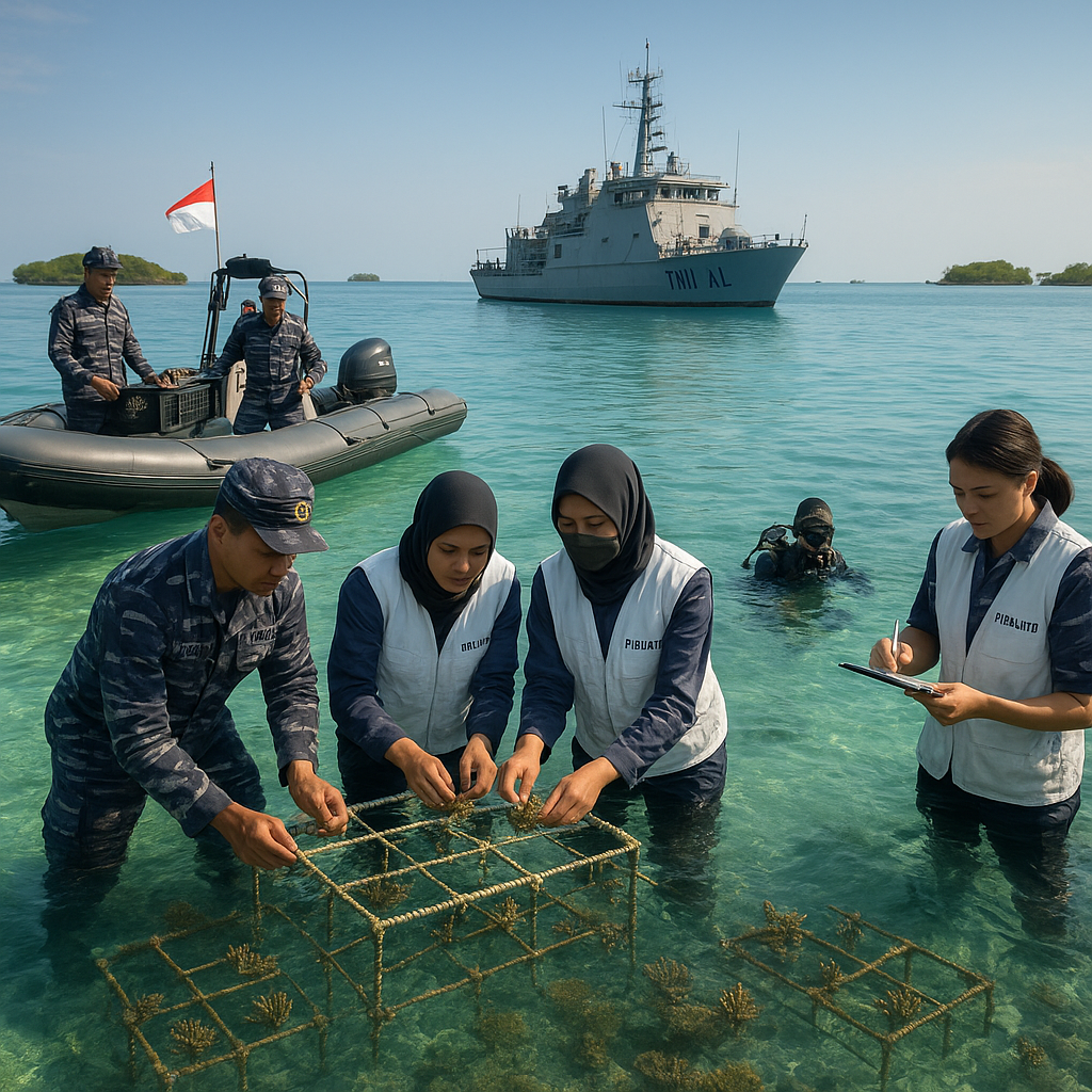Kapal TNI AL Dukung Penelitian dan Penangkaran Terumbu Karang di Kepulauan Seribu