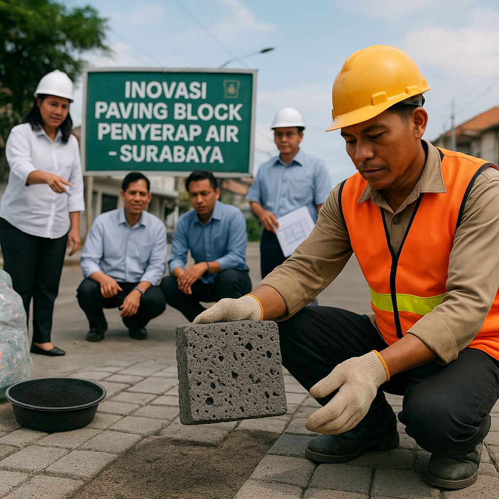Inovasi Paving Block Penyerap Air dari Limbah Plastik dan Serbuk Ban Bekas di Kota Surabaya