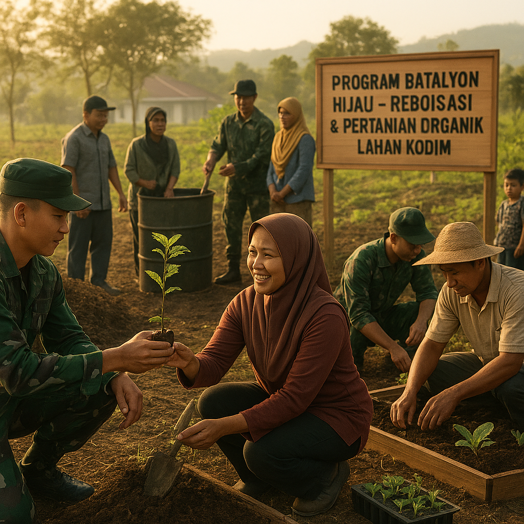 TNI AD Kembangkan 'Green Battalion' dengan Program Reboisasi dan Pertanian Organik di Lahan Kodim