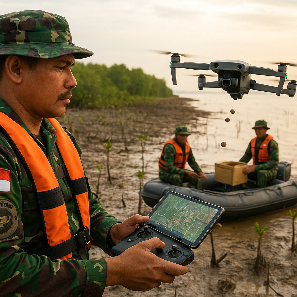 Drone Pemetaan & Penyebar Bibit Mangrove: Inovasi TNI AL Pulihkan Ekosistem Pesisir yang Rusak