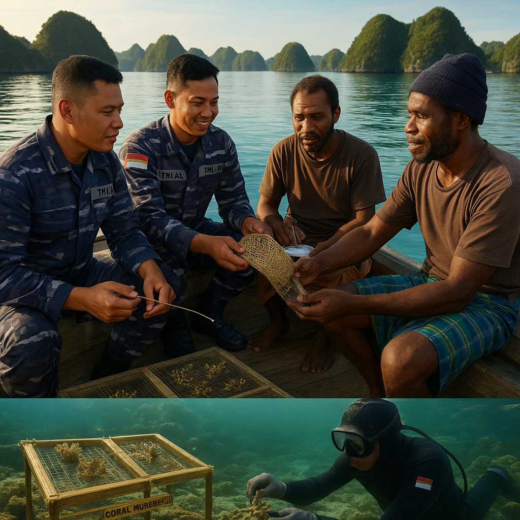 Kolaborasi TNI AL dengan Nelayan: Program Konservasi Terumbu Karang dan Penguatan Ekonomi Pesisir di Raja Ampat