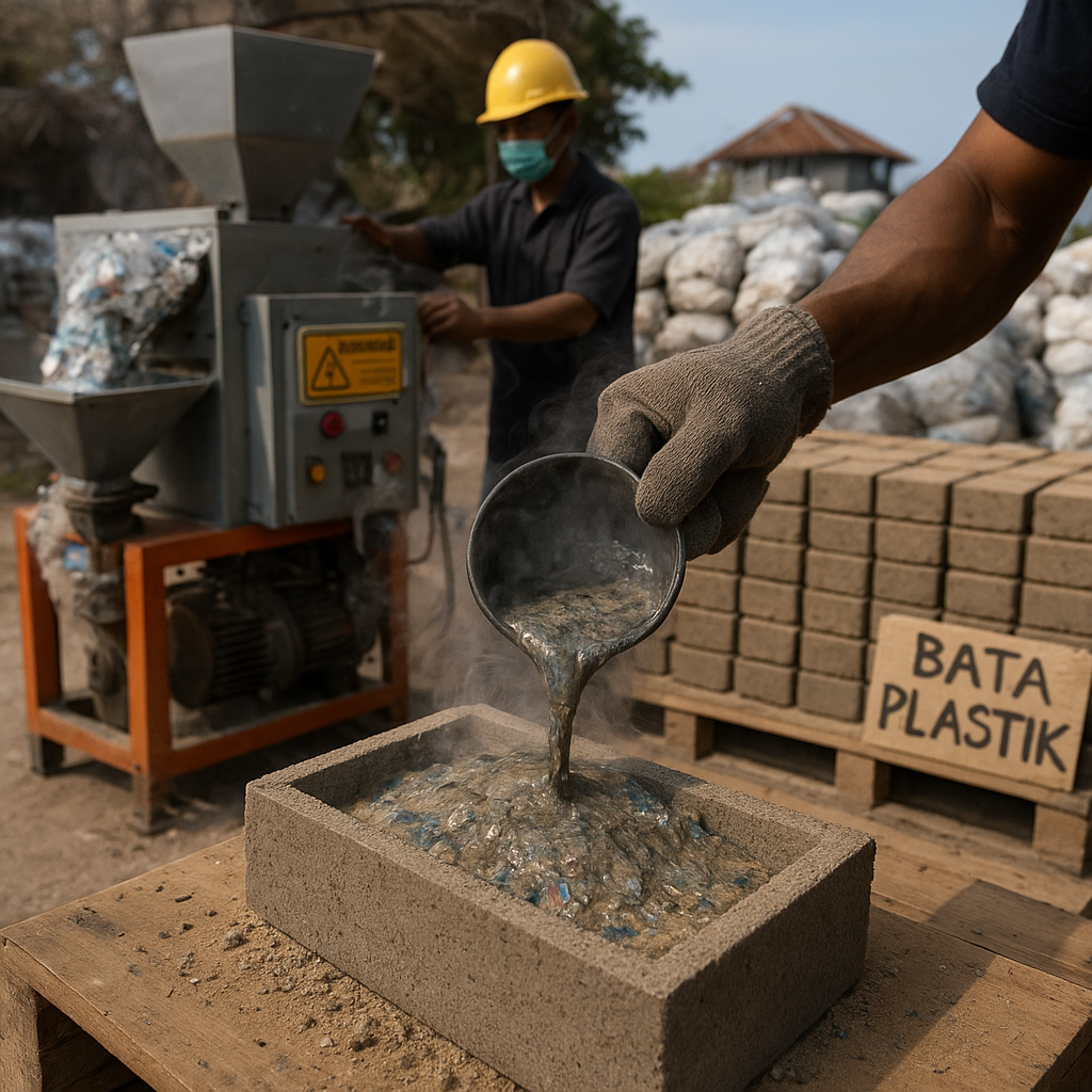 Inovasi Bata dari Sampah Plastik: Solusi Pengurangan Limbah dan Material Bangunan Murah di Makassar