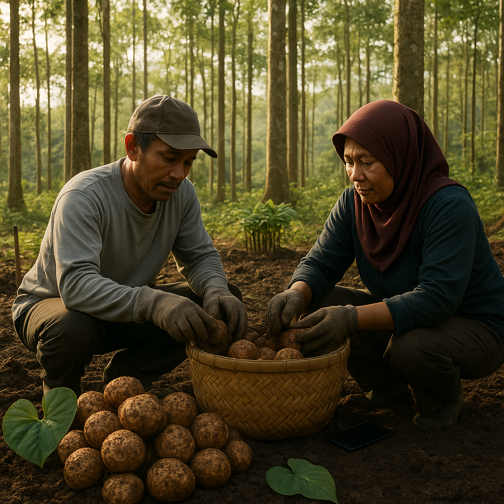 Budidaya Porang di Bawah Tegakan Hutan: Model Agroforestri Tingkatkan Pendapatan Petani dan Jaga Kelestarian Hutan di Jawa Timur