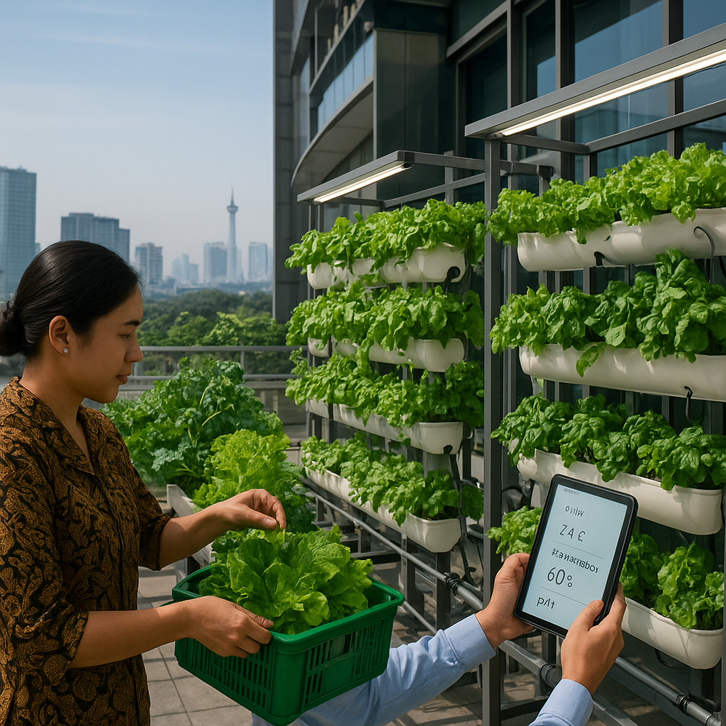 Kebun Vertikal Hidroponik di Gedung Perkantoran Jakarta Supply Pasar Modern