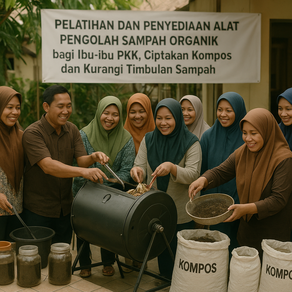 Pelatihan dan Penyediaan Alat Pengolah Sampah Organik bagi Ibu-ibu PKK, Ciptakan Kompos dan Kurangi Timbulan Sampah