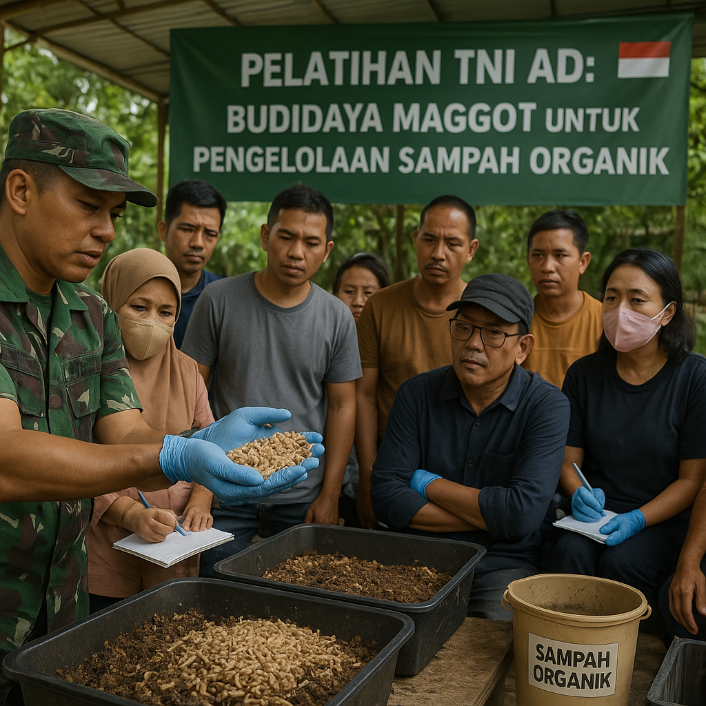 Pelatihan TNI AD dalam Budidaya Maggot untuk Pengelolaan Sampah Organik