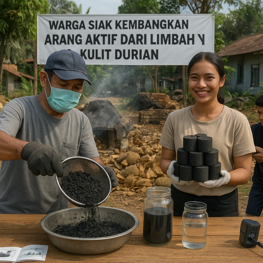 Warga Riau Kembangkan Arang Aktif dari Limbah Kulit Durian untuk Atasi Polusi Air dan Udara