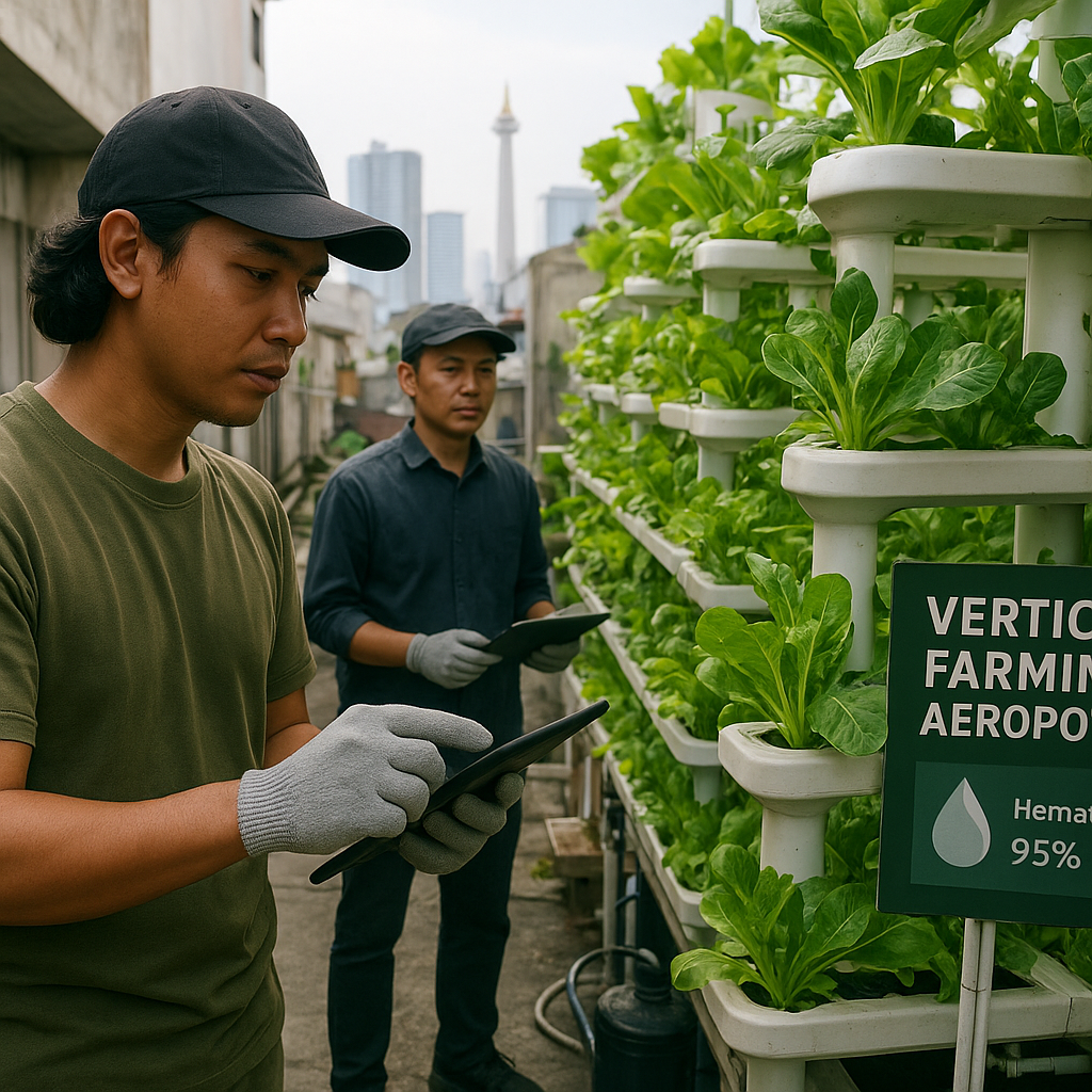 Vertical Farming dengan Teknologi Aeroponik Diterapkan di Lahan Sempit Perkotaan Jakarta