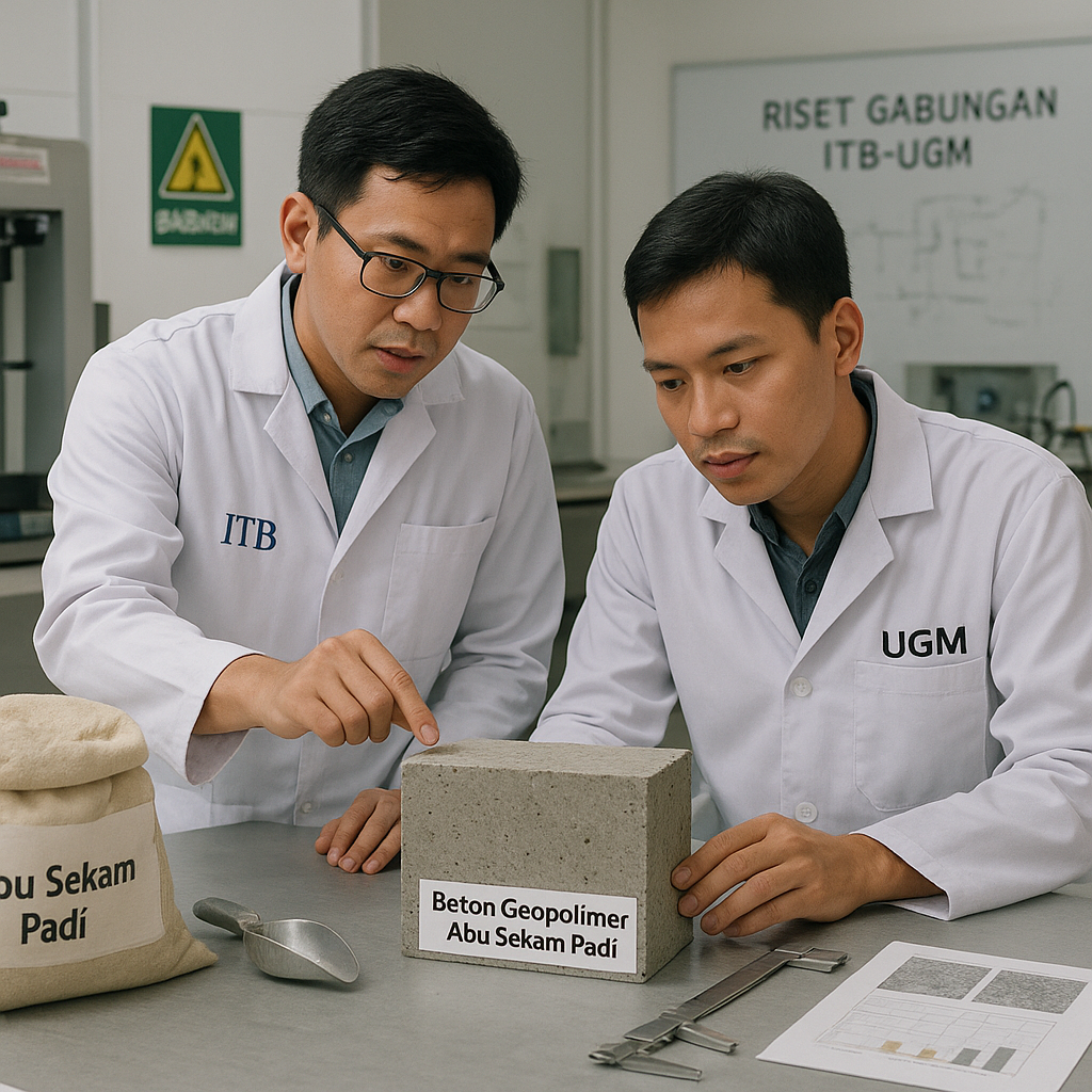 Riset Gabungan ITB-UGM Hasilkan Beton Geopolimer Ramah Lingkungan dari Abu Sekam Padi