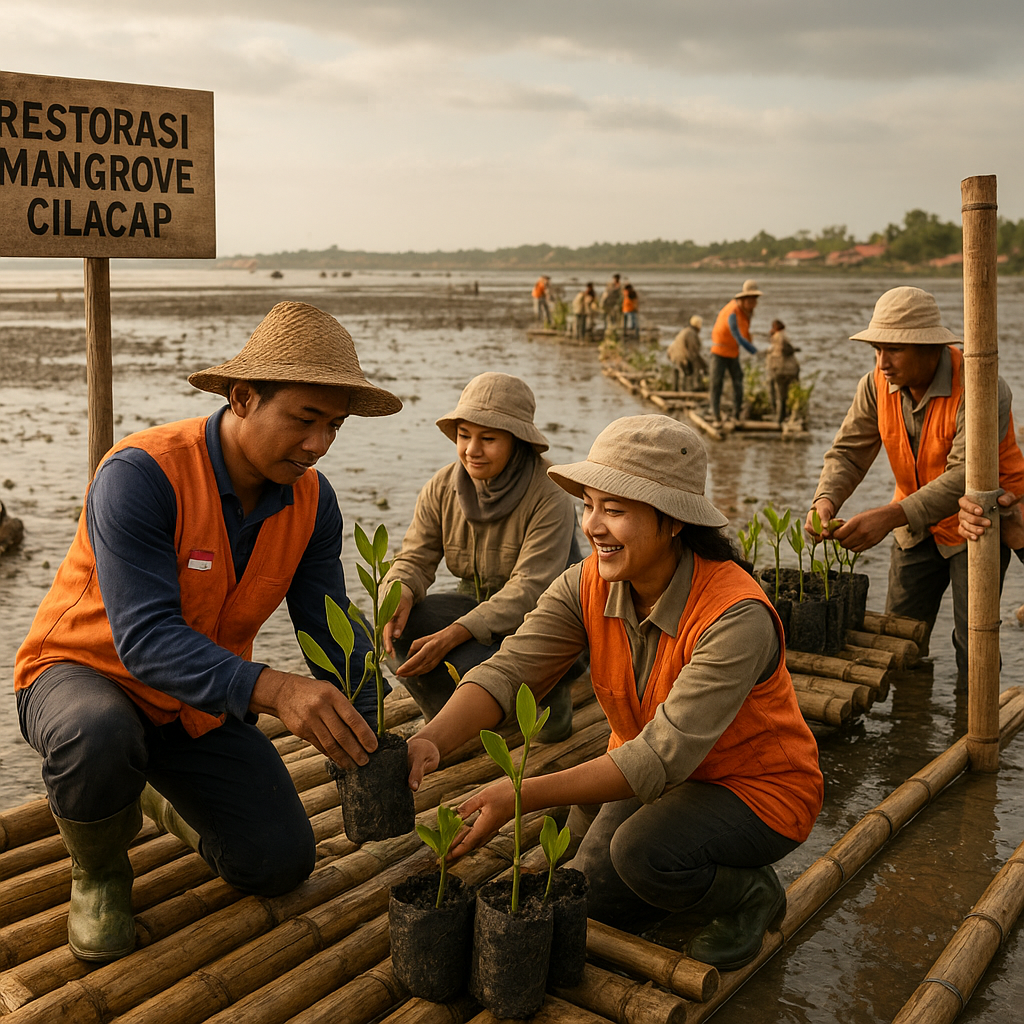 Restorasi Mangrove Cilacap: Teknik Rakit Bambu dan Bibit Unggul untuk Adaptasi Perubahan Iklim