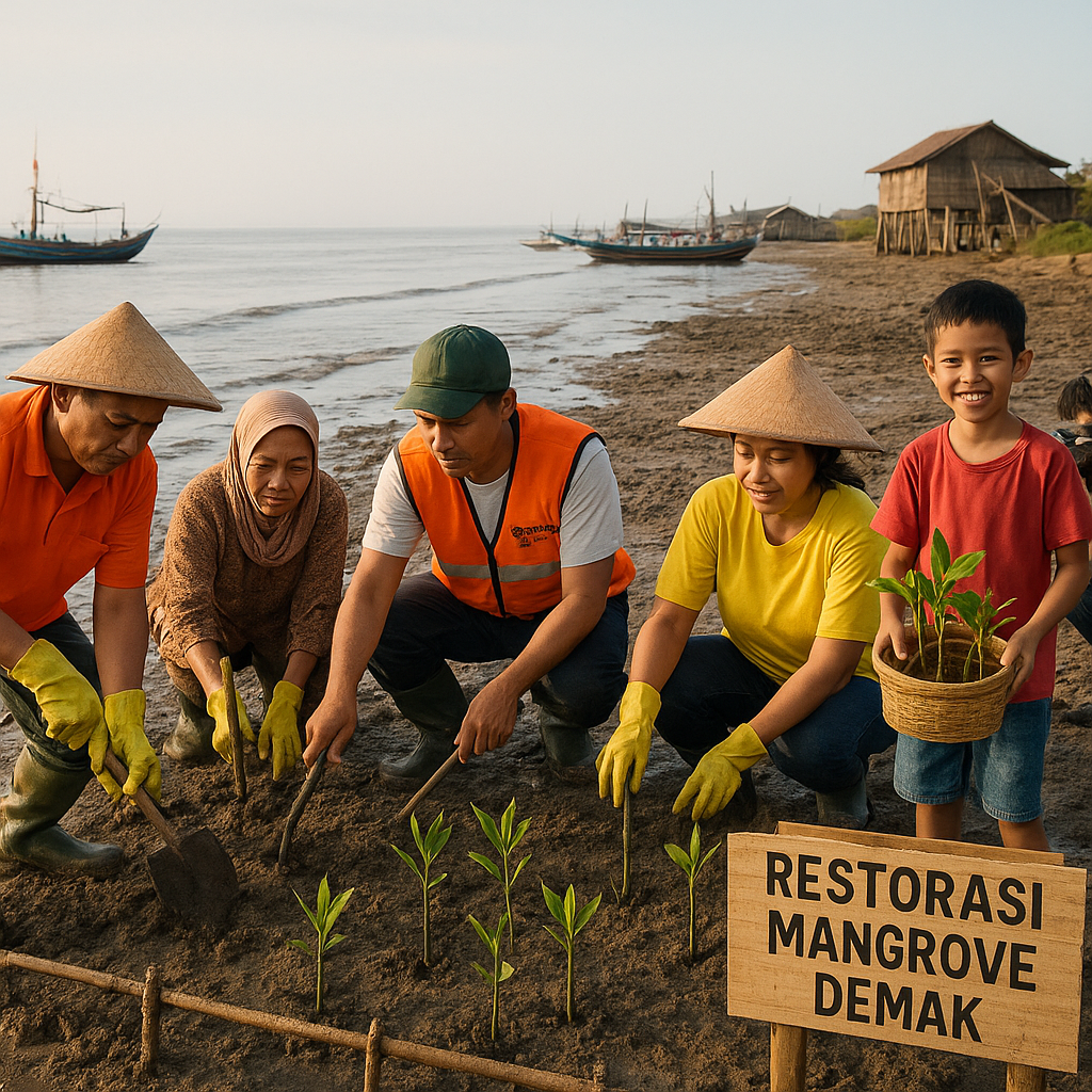 Restorasi Mangrove Berbasis Masyarakat di Pesisir Demak Cegah Abrasi dan Dongkrak Ekonomi