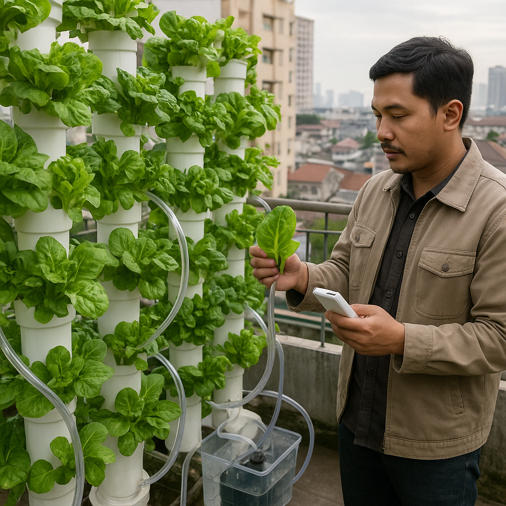 Teknologi Hidroponik Vertikal dengan Sirkulasi Air Tertutup, Solusi Urban Farming di Lahan Sempit