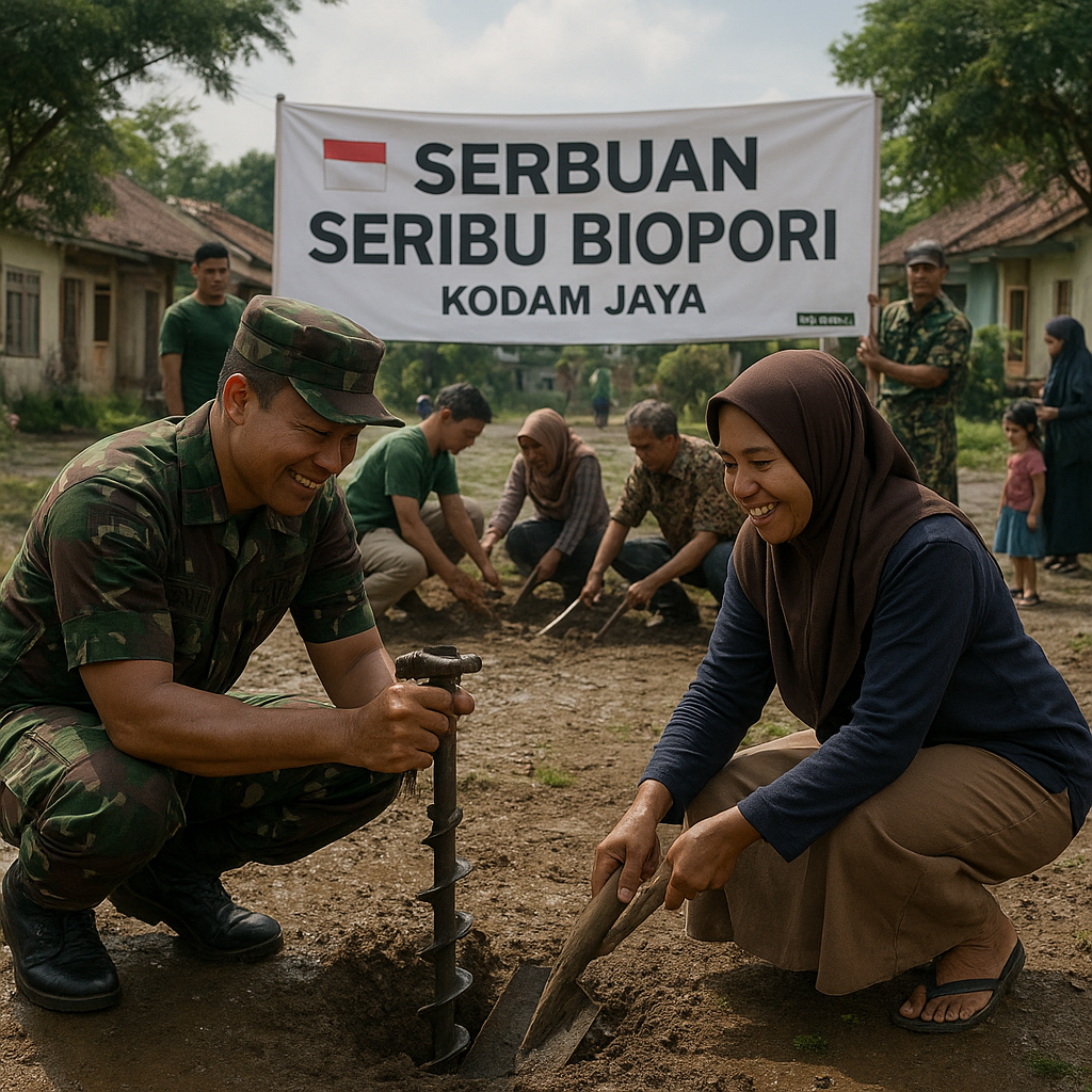 Kolaborasi TNI AD dan Masyarakat dalam Program "Serbuan Seribu Biopori" untuk Antisipasi Banjir