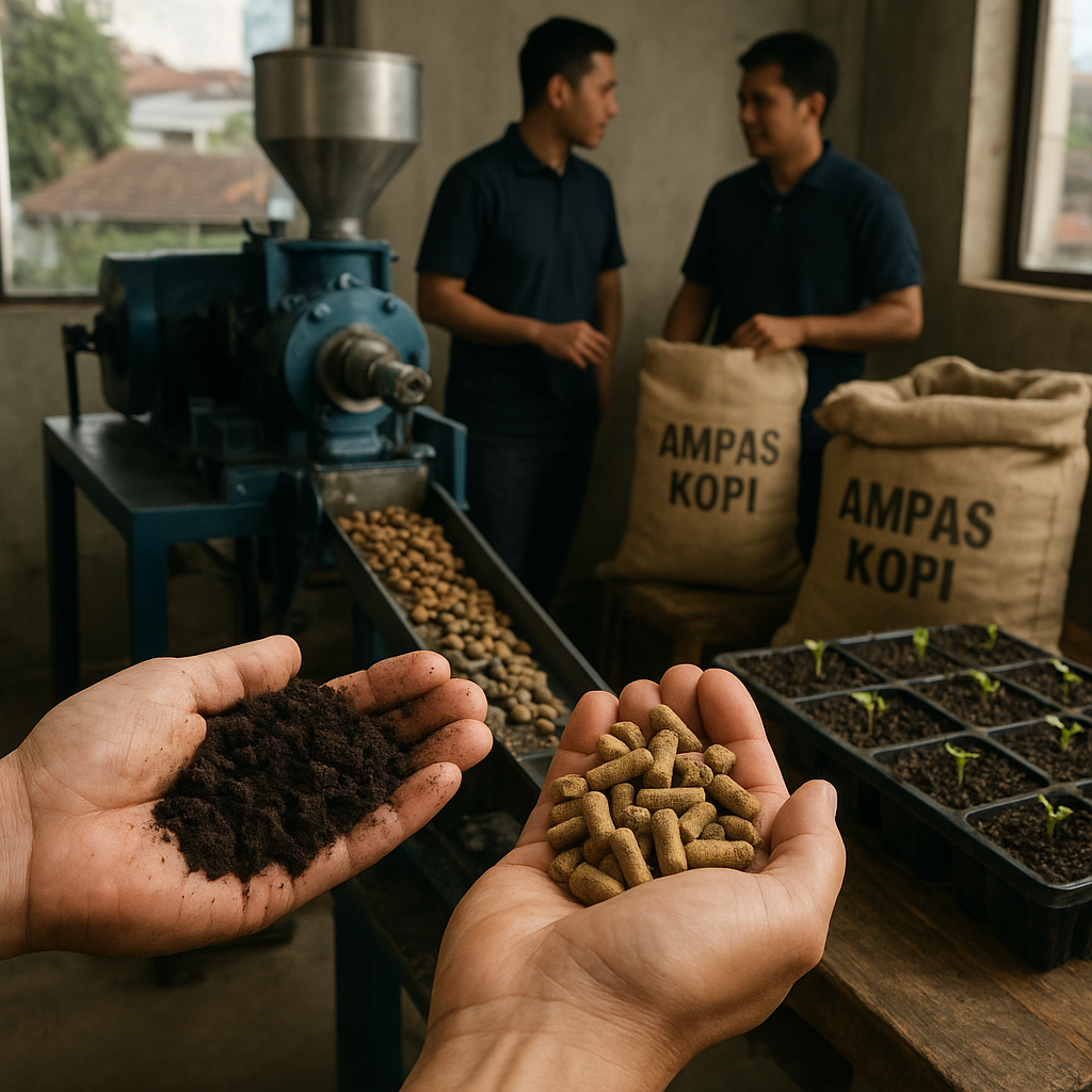 Startup Bandung Olah Limbah Kopi Jadi Bahan Bakar Biomassa dan Media Tanam