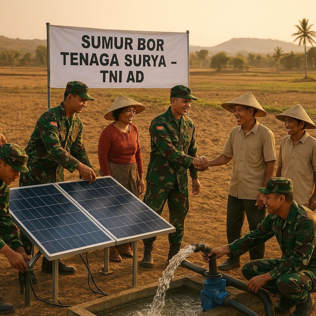 TNI AD Bantu Bangun 5000 Sumur Bor Tenaga Surya untuk Pertanian di Daerah Kering