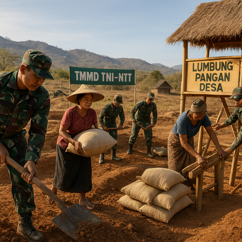 TNI AD Bantu Bangun Embung dan Lumbung Pangan Desa di NTT untuk Antisipasi Kekeringan