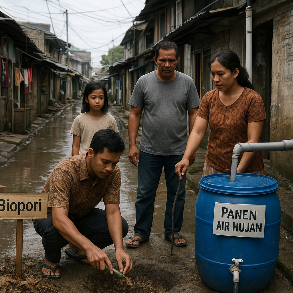 Teknologi Biopori dan Rainwater Harvesting Kurangi Banjir dan Kekeringan di Permukiman Padat Jakarta