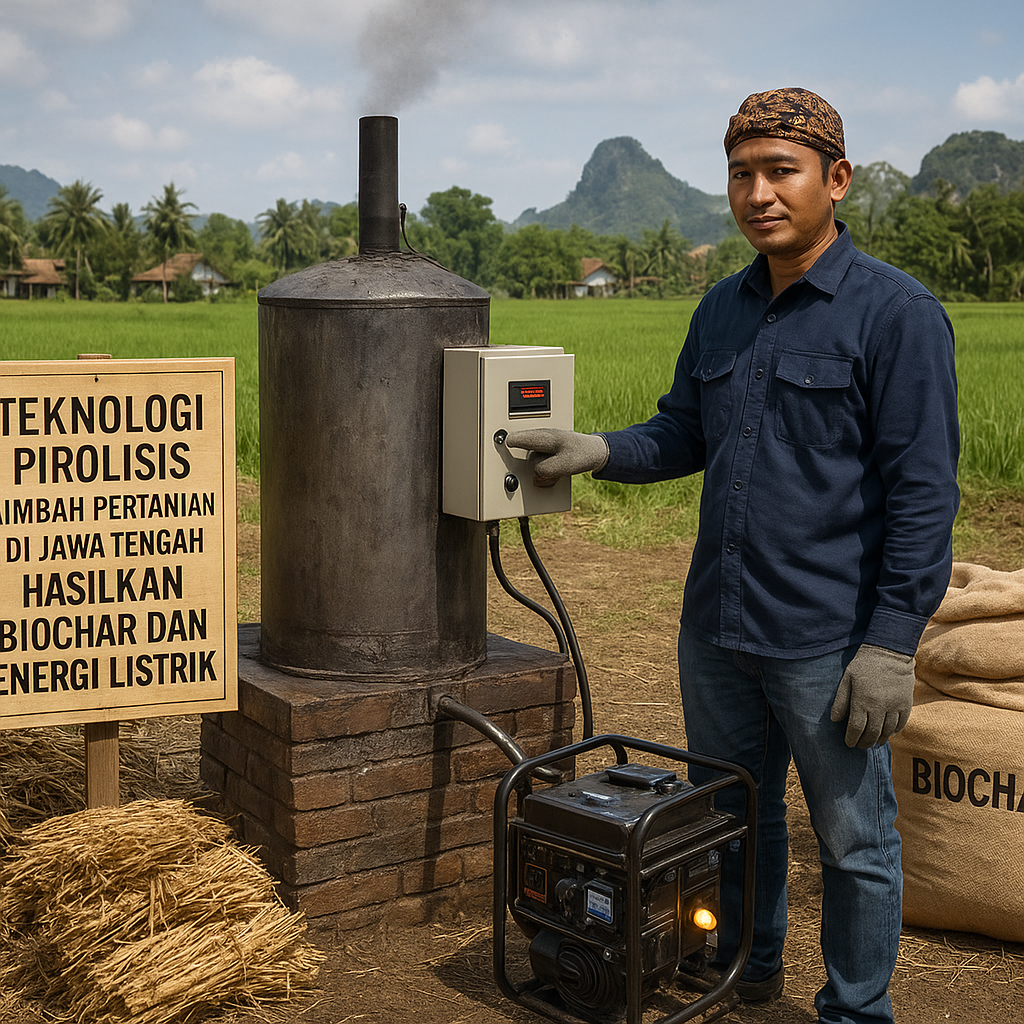 Teknologi Pirolisis Limbah Pertanian di Jawa Tengah Hasilkan Biochar dan Energi Listrik