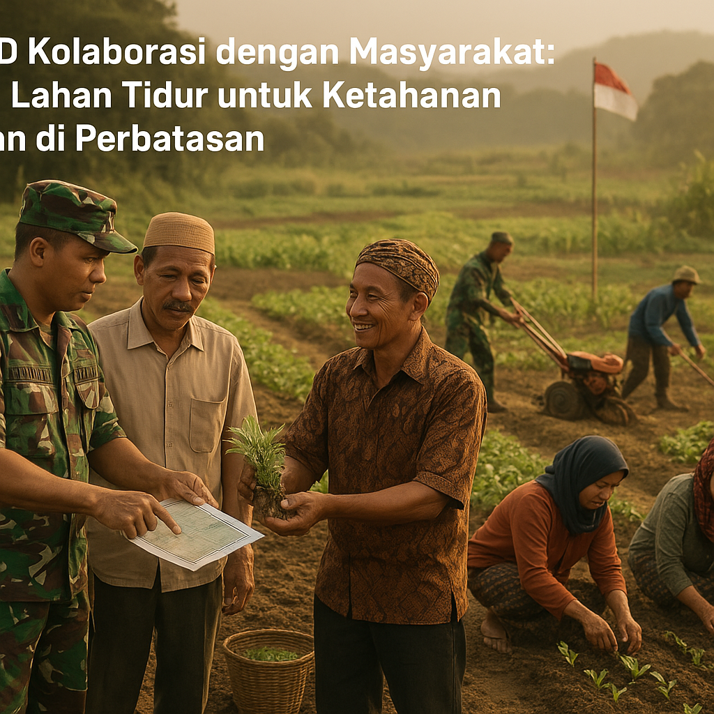 TNI AD Kolaborasi dengan Masyarakat Garap Lahan Tidur untuk Ketahanan Pangan di Perbatasan