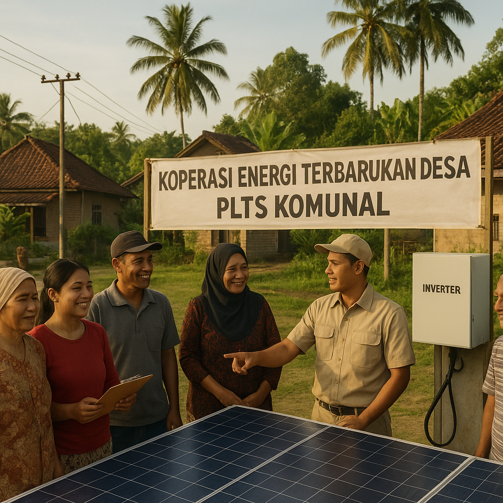 Koperasi Energi Terbarukan Desa: Warga Desa Kelola PLTS Komunal dan Aliri Listrik Bersih
