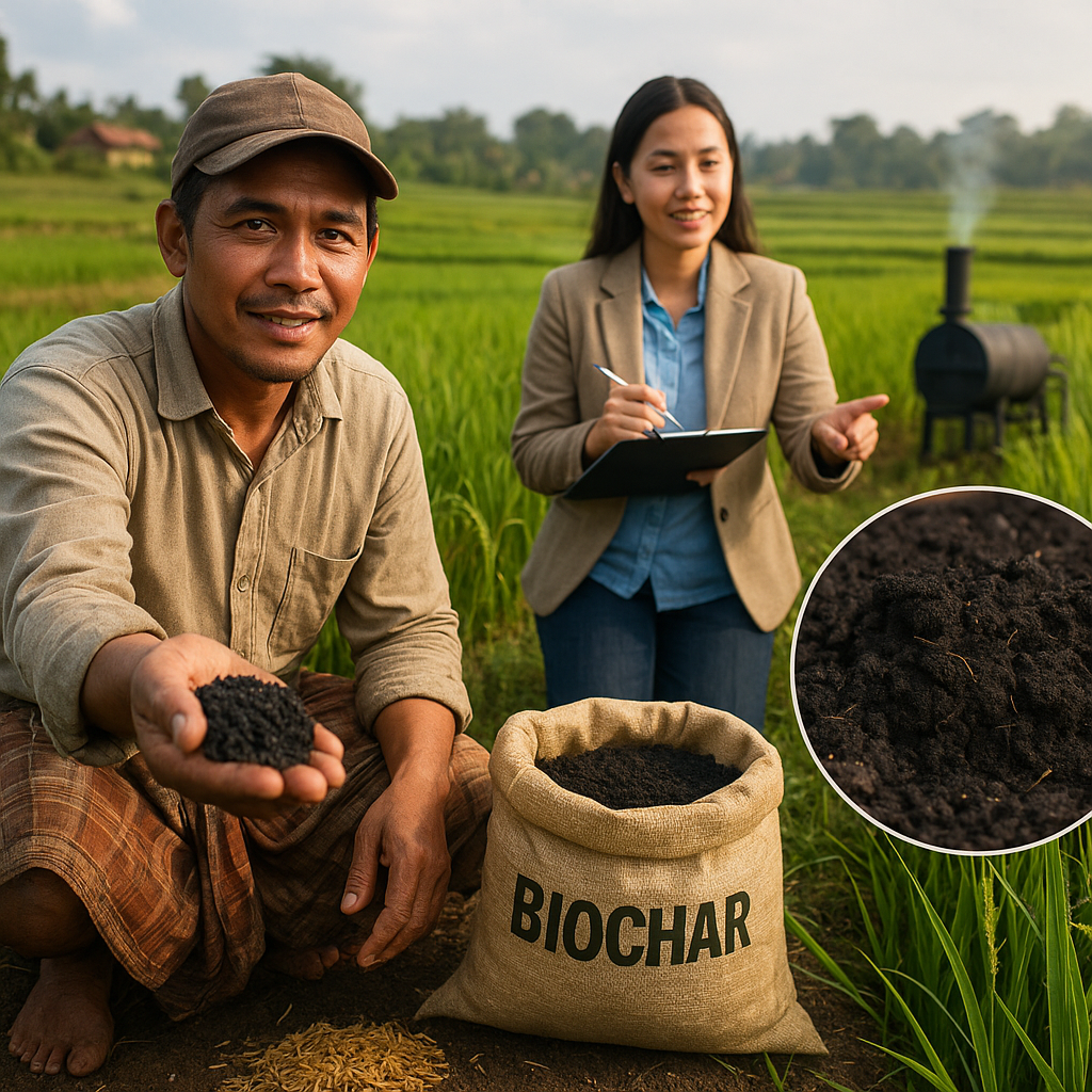 Biochar dari Sekam Padi Tingkatkan Kesuburan Tanah dan Simpan Karbon di Lahan Pertanian