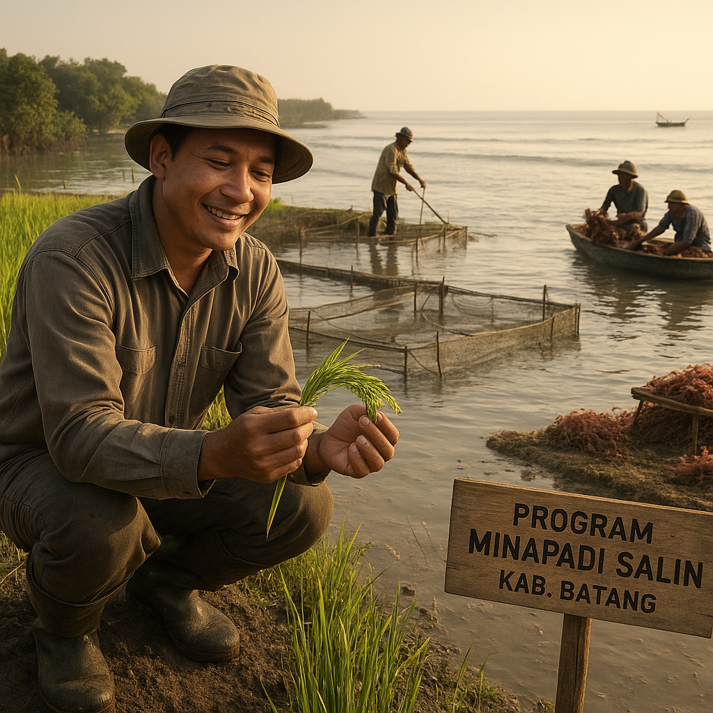 Program Minapadi Salin Pulihkan Produktivitas Lahan Pesisir Terdampak Salinitas