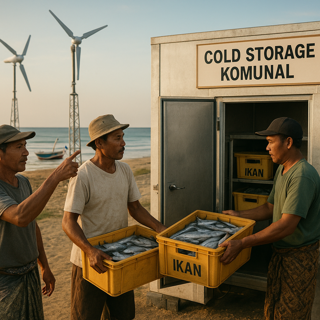 Energi Angin Skala Kecil di Pesisir Selatan Jawa Pasok Listrik untuk Cold Storage Ikan Nelayan