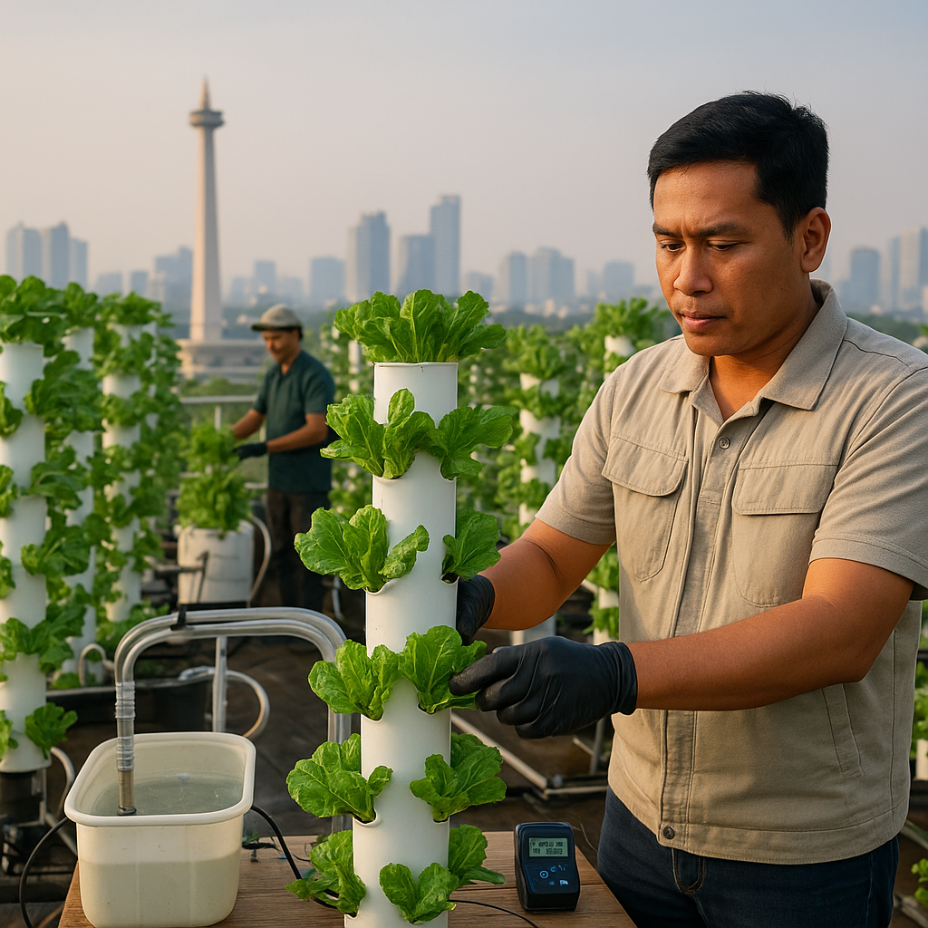 Teknologi Hidroponik Vertikal di Perkotaan Jakarta Tingkatkan Produksi Sayuran Lokal