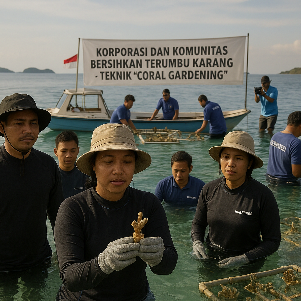 Korporasi dan Komunitas Bersihkan Terumbu Karang di Kepulauan Seribu dengan Teknik 'Coral Gardening'