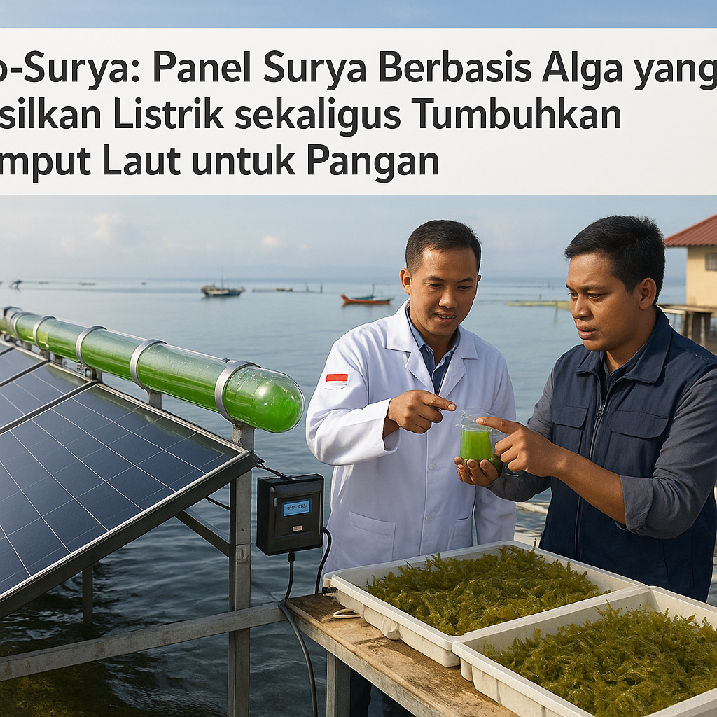 Bio-Surya: Panel Surya Berbasis Alga yang Hasilkan Listrik sekaligus Tumbuhkan Rumput Laut untuk Pangan