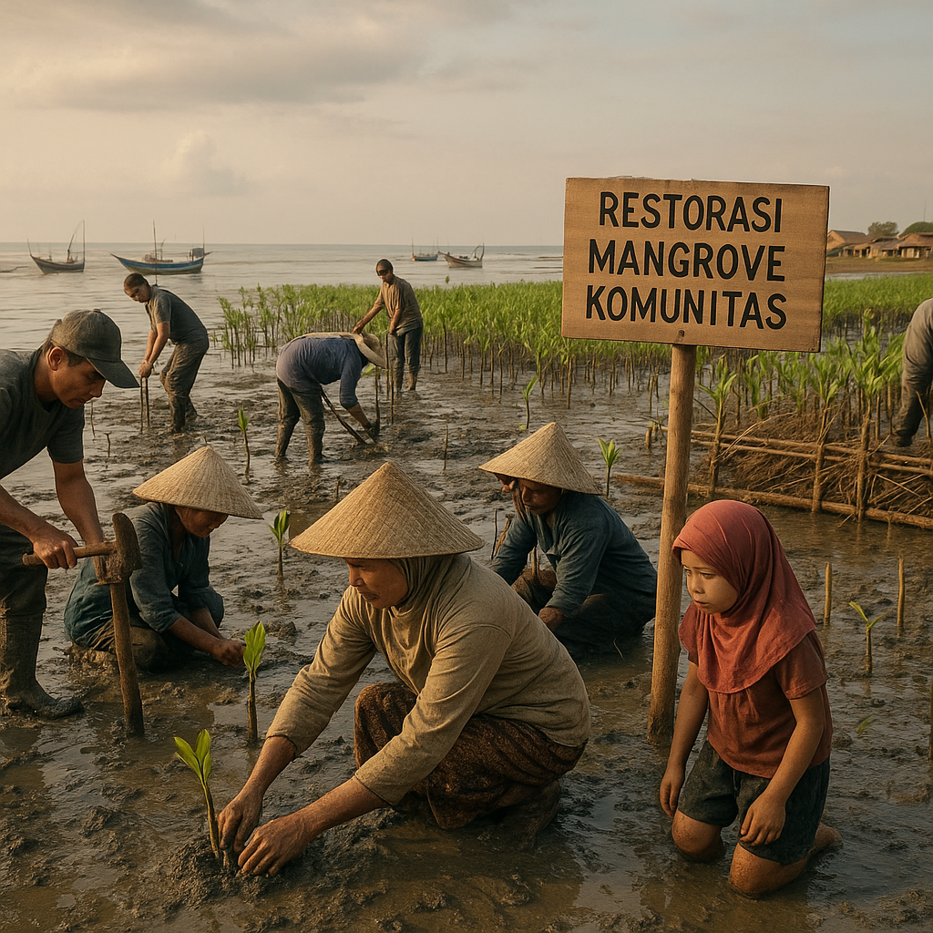 Restorasi Mangrove Berbasis Komunitas di Pantai Utara Jawa Lindungi Pesisir dan Tingkatkan Pendapatan