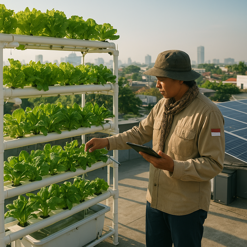 Vertical Farming dengan Teknologi Hidroponik dan Energi Surya di Lahan Terbatas Perkotaan