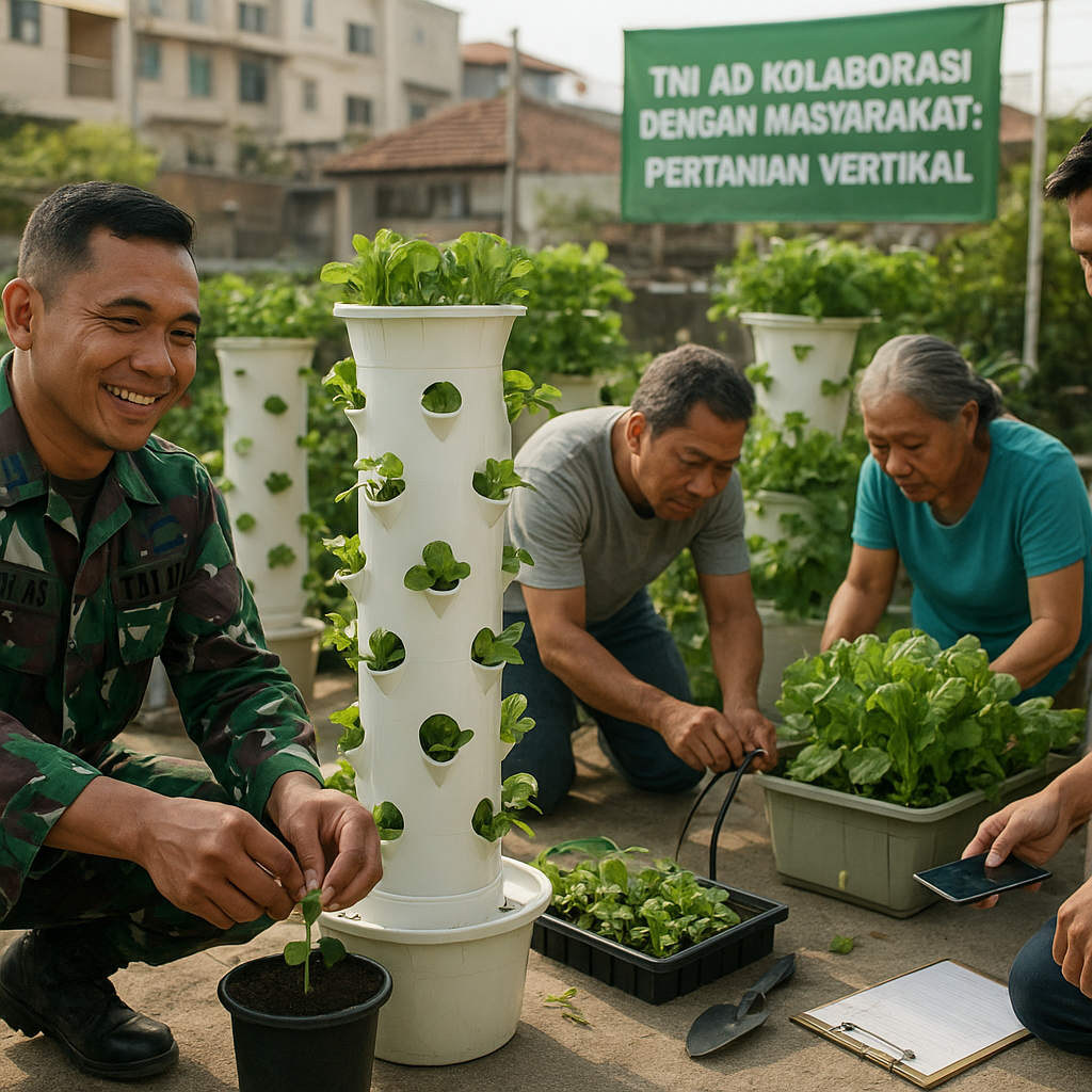 TNI AD Kolaborasi dengan Masyarakat Kembangkan Pertanian Vertikal di Lahan Terbatas