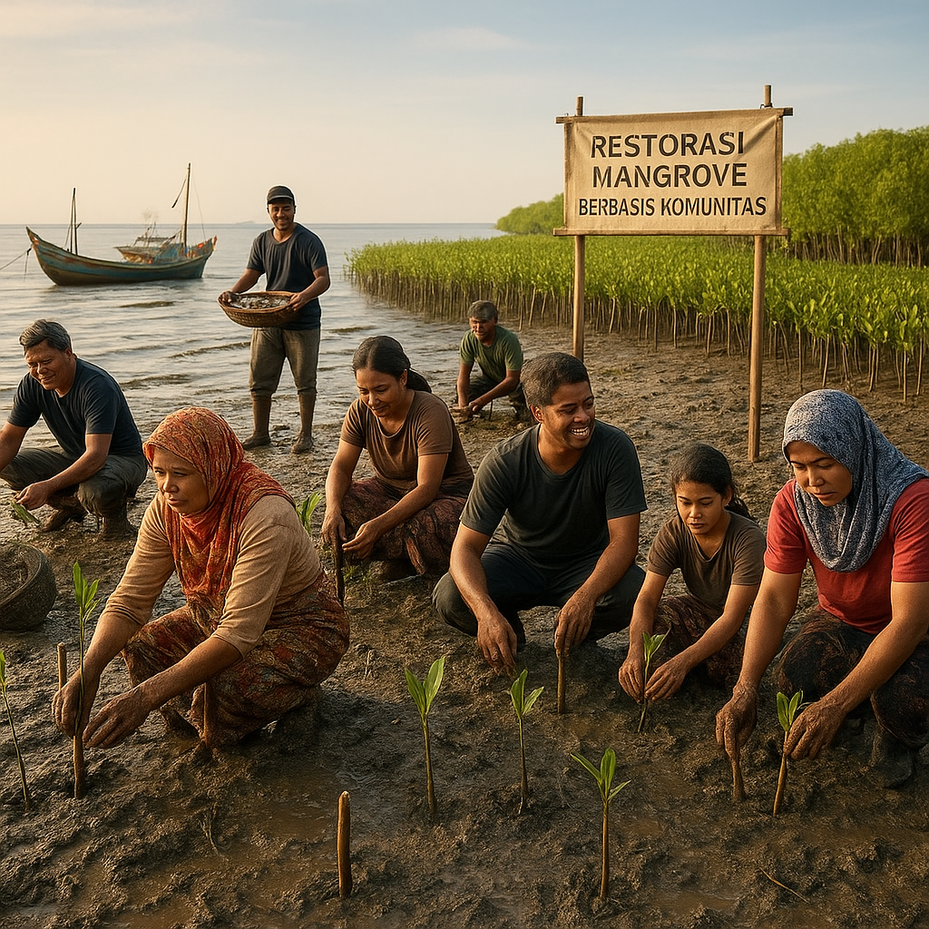 Restorasi Mangrove Berbasis Komunitas di Pesisir Demak Tanggulangi Abrasi dan Tingkatkan Hasil Tangkapan Ikan