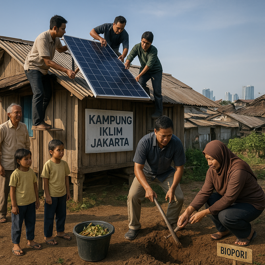 Kampung Iklim di Jakarta: Komunitas Warga Adopsi Solar Panel dan Biopori untuk Adaptasi Perubahan Iklim
