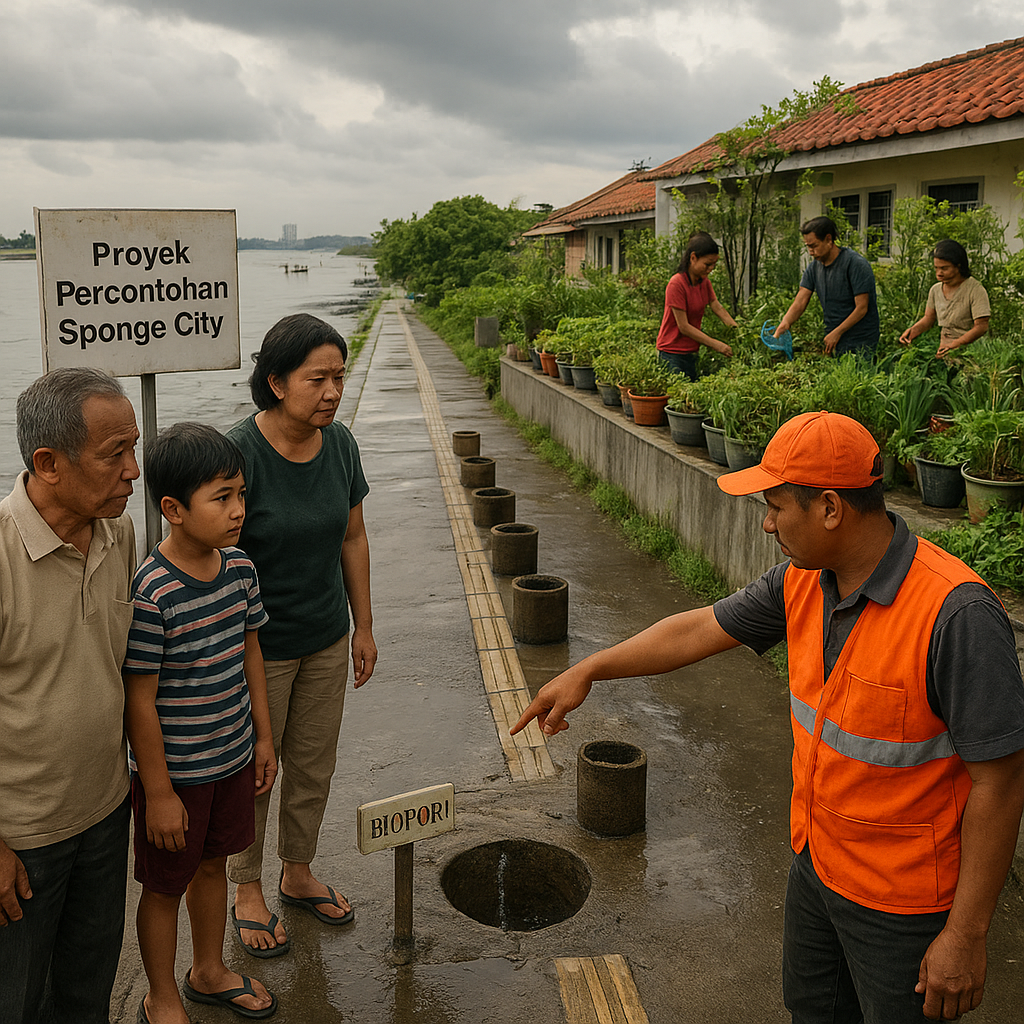 Proyek Percontohan "Sponge City" di Jakarta Utara Kurangi Genangan dengan Biopori dan Rooftop Garden