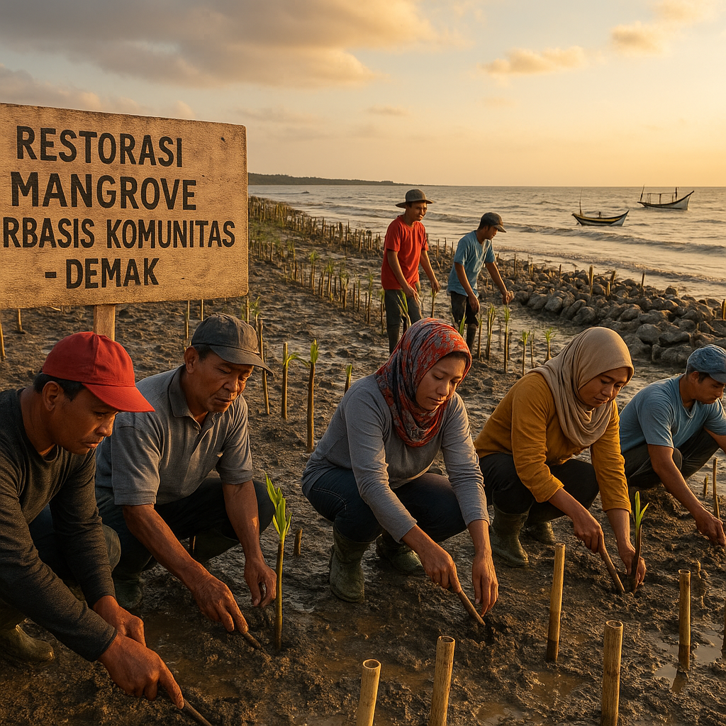 Restorasi Hutan Mangrove Berbasis Komunitas di Pesisir Demak Cegah Abrasi dan Tingkatkan Hasil Tangkapan