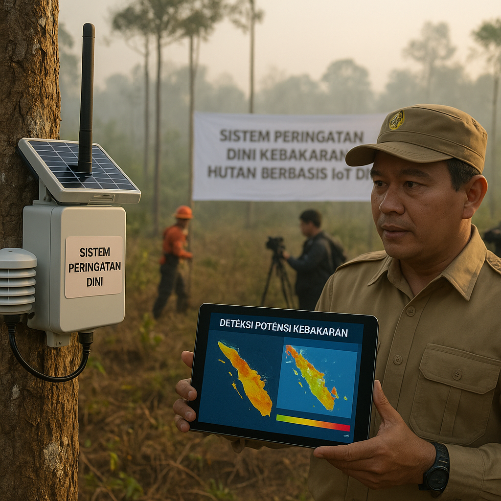 Sistem Peringatan Dini Kebakaran Hutan Berbasis IoT dan AI Diluncurkan di Riau