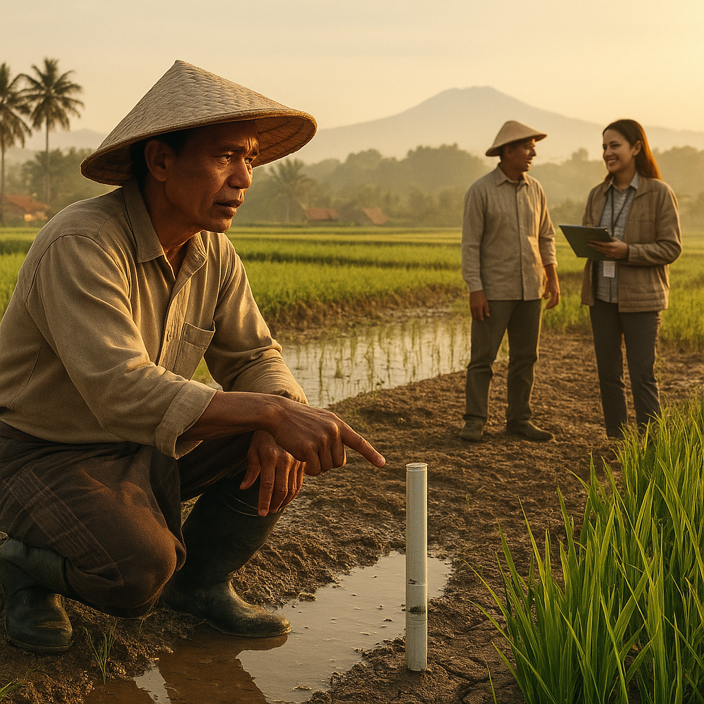 Teknologi 'AWD' (Alternate Wetting and Drying) Kurangi Emisi Gas Rumah Kaca dari Sawah hingga 50%