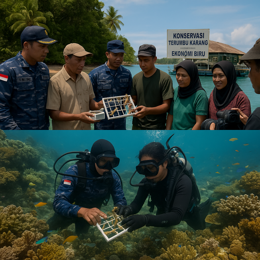 Kolaborasi TNI AL dan Masyarakat Pulau Terdepan dalam Konservasi Terumbu Karang dan Ekonomi Biru