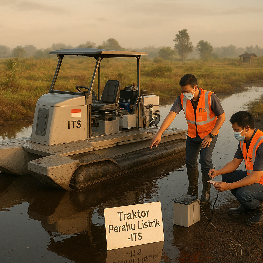 ITS Kembangkan Traktor Perahu Listrik untuk Pertanian Ramah Lingkungan di Lahan Gambut