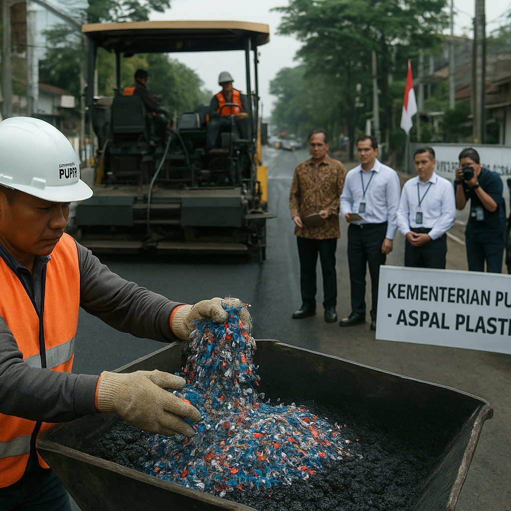 Konversi Sampah Plastik Menadi Bahan Baku Aspal oleh Kementerian PUPR