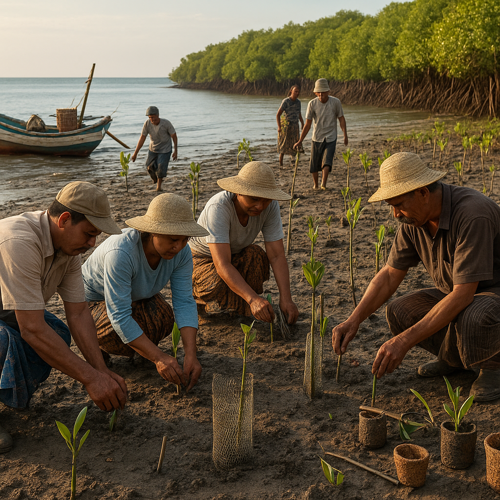 Restorasi Mangrove Berbasis Komunitas di Pantai Utara Jawa Timur Kurangi Risiko Abrasi dan Tingkatkan Ekonomi