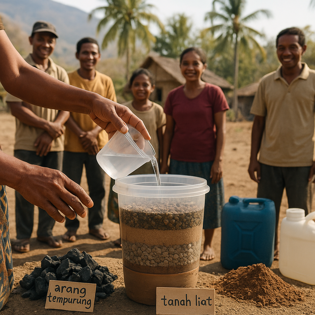 Inovasi Filter Air Sederhana dari Arang Tempurung dan Tanah Liat Bantu Atasi Krisis Air Bersih di NTT