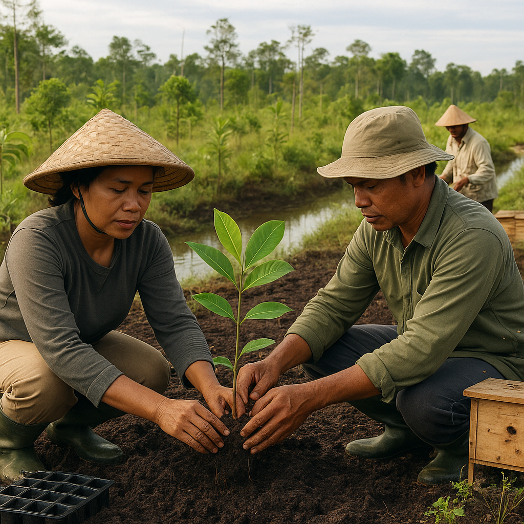 Restorasi Gambut Berbasis Masyarakat di Kalimantan Tengah Integrasikan Penanaman Jelutung Raya dengan Lebah Madu